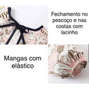 Babador Manga Longa Impermeável de Proteção Dupla no Peito, com Cata Migalhas. de Algodão e elástico nas mangas