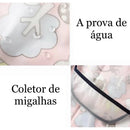 Babador Manga Longa Impermeável de Proteção Dupla no Peito, com Cata Migalhas. de Algodão e elástico nas mangas