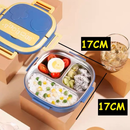 Marmita Infantil 17x17x6cm Térmica Vedável Lancheira Inox Com Garfinho 3 Compartimentos Com Alça