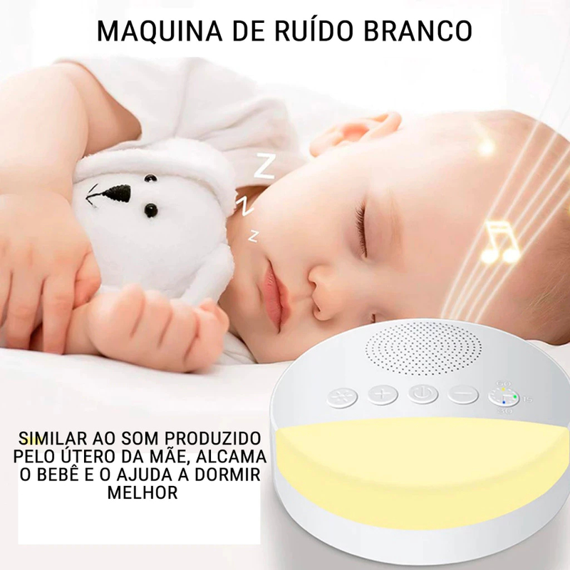 Máquina de ruído branco infantil, luz noturna com carregamento USB, reprodutor de som para dormir com suporte